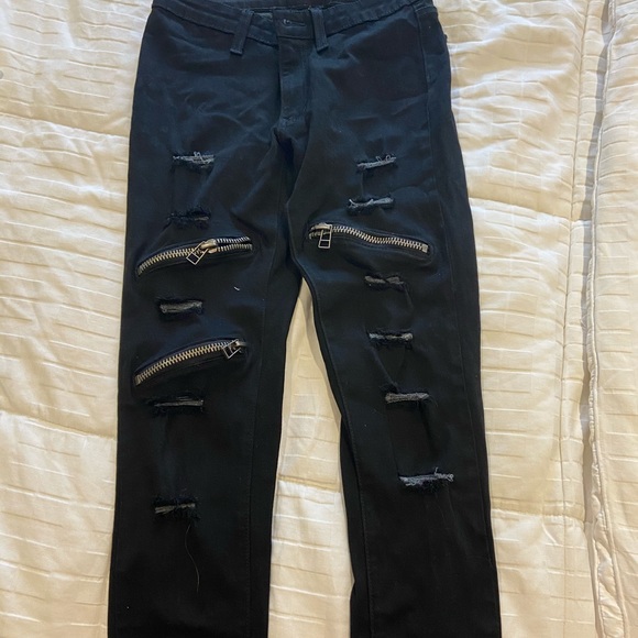 Carmar Black Zipper and Ripped high waisted Jeans - Picture 1 of 4